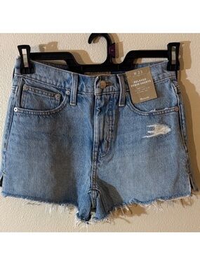 Madewell Washed Light Blue Distressed Denim Cutoff Shorts